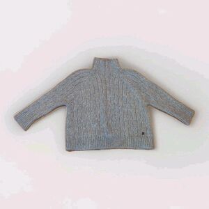 Carolina Herrera Sweater Womens Large Gray Alpaca Chunky Knit Mock Neck